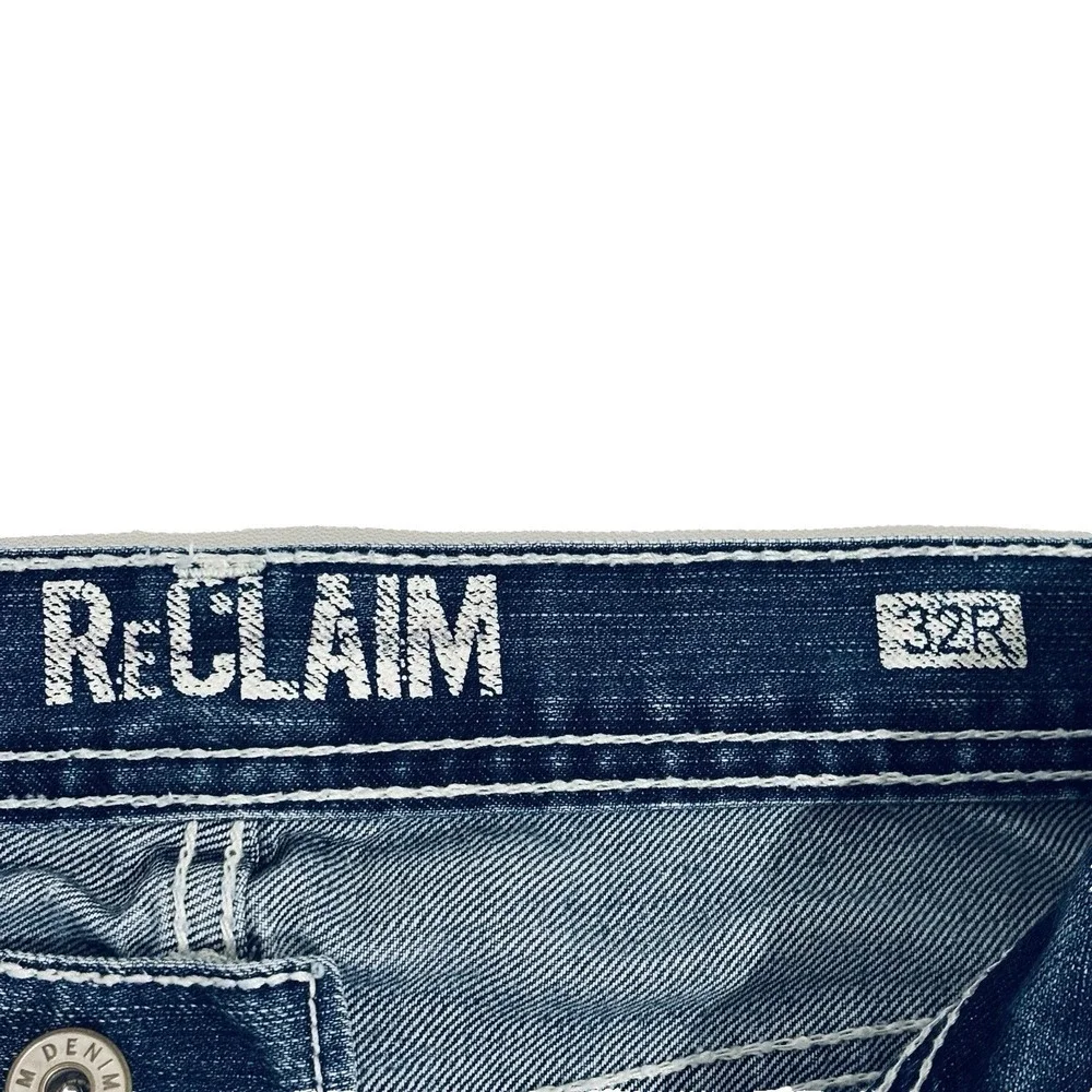 Reclaim Regular Straight Blue Jeans Mens 32x32 Contrast Stitching Whiskering